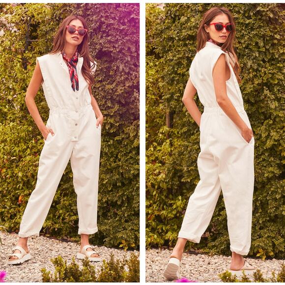 BLANKNYC x FREE PEOPLE Head In The Clouds Denim Jumpsuit White {3H33}